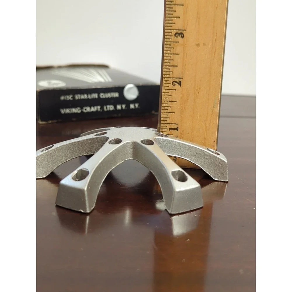 Vintage Viking Craft Star Lite Cluster Candle Holder MCM Atomic Metal 15C Silver